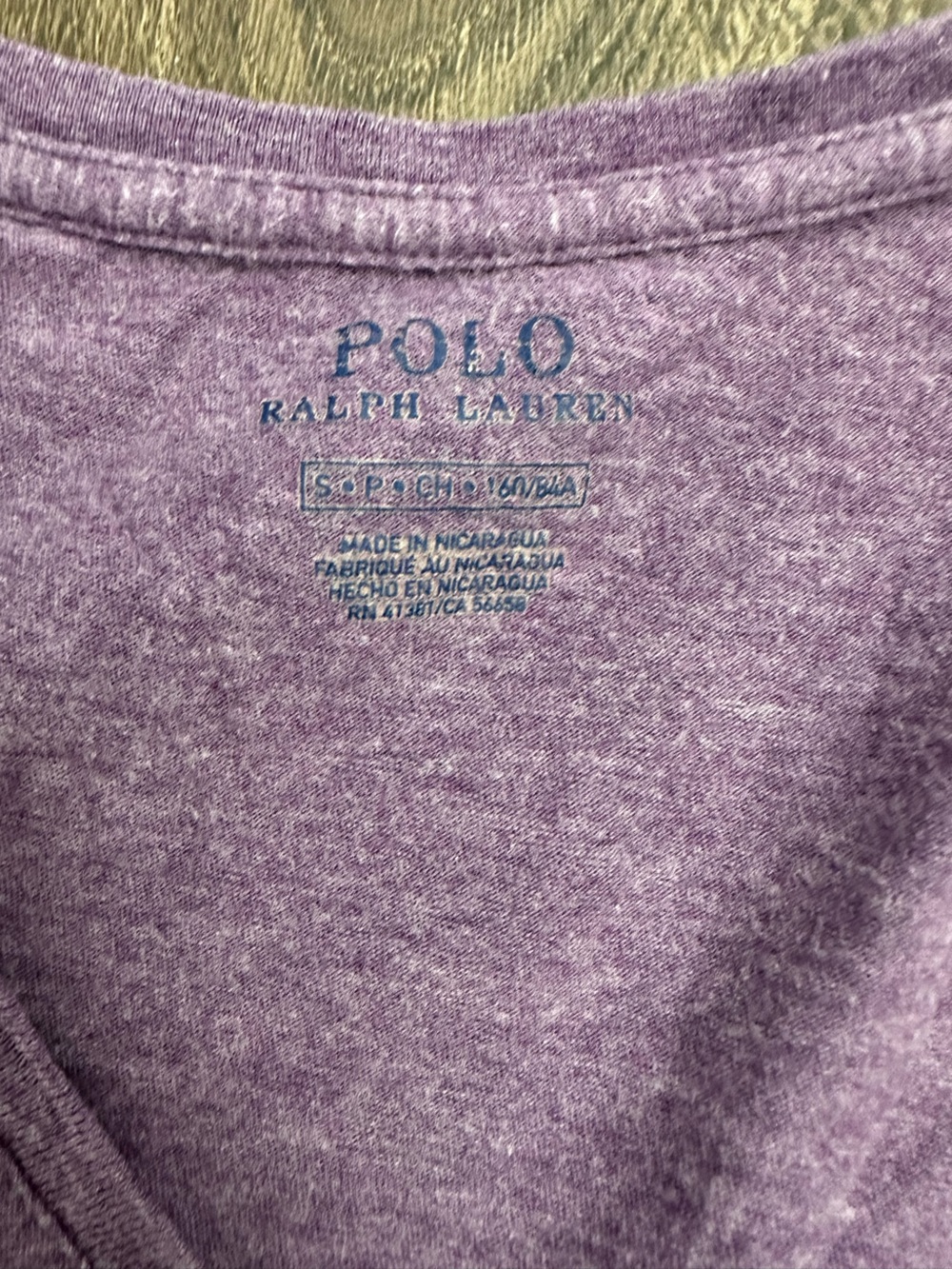 3/$30 Polo by Ralph Lauren 100% Cotton Heather Violet V-Neck Tee - Picture 4 of 6